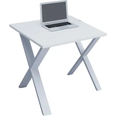 VCM NORDIC Lona X-feet skrivbord - vitt trä och metall (80x80)