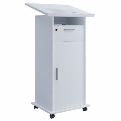 VCM NORDIC Meeta stående skrivbord, med 1 dörr och 1 låda - vitt trä