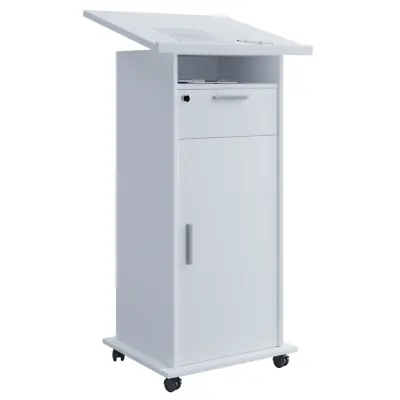 VCM NORDIC Meeta stående skrivbord, med 1 dörr och 1 låda - vitt trä