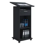 VCM NORDIC Meeta stående skrivbord, med hyllor och låda - svart trä