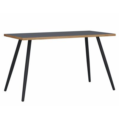 VCM NORDIC Salia skrivbord, rektangulärt - antracitgrå melamin, naturligt trä, metall (138x80)