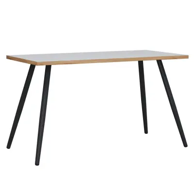 VCM NORDIC Salia skrivbord, rektangulärt - vit melamin, naturligt trä, metall (138x80)