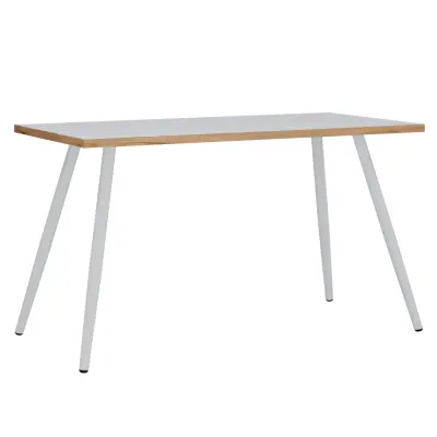 VCM NORDIC Salia skrivbord, rektangulärt - vit melamin, naturligt trä, metall (110x50)