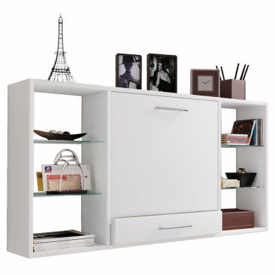 VCM NORDIC Teala skrivbord för vägg, med hyllor - vitt trä