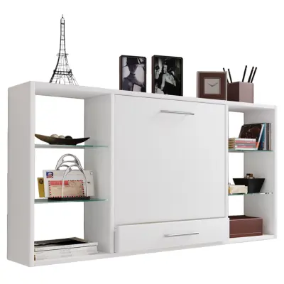 VCM NORDIC Teala skrivbord för vägg, med hyllor - vitt trä