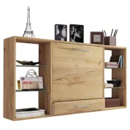 VCM NORDIC Teala skrivbord för väggen, med hyllor - natur trä