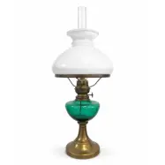 Vintage by Bright 1-2-3 Bordslampa Vit, Grön&Mässing, Glas&Mässing 50cm