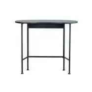 WOOOD Belle skrivbord, ovalt - svart furu och metall