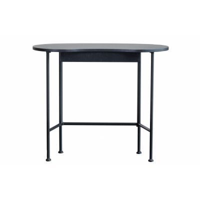 WOOOD Belle skrivbord, ovalt - svart furu och metall