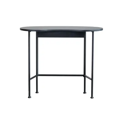 WOOOD Belle skrivbord, ovalt - svart furu och metall