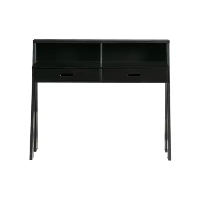 WOOOD Connect skrivbord, w. 2 lådor - svart furu