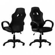ACT NORDIC Race gaming stol, med armstöd, hjul, vrid- och tiltfunktion - svart tyg/PU och svart nylon