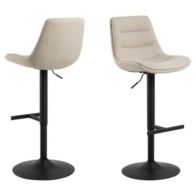 ACT NORDIC Adisa barstol, med ryggstöd, fotstöd, snurrfunktion, gaspatron - beige tyg och svart stål