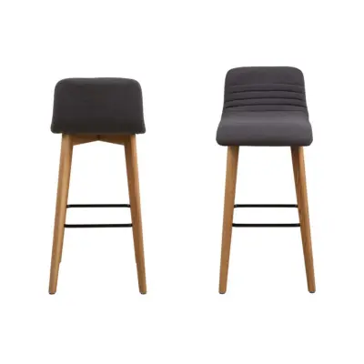 ACT NORDIC Arosa Barstol, med Ryggstöd och Fotstöd - Antracitgrå Polyester och Naturlig Ek