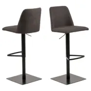 ACT NORDIC Avanja barstol, med ryggstöd, fotstöd och gaspatron - antracitgrå tyg och svart stål