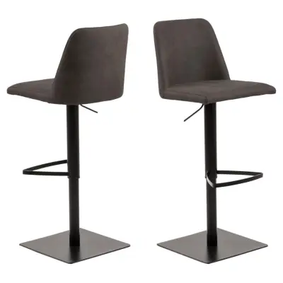 ACT NORDIC Avanja barstol, med ryggstöd, fotstöd och gaspatron - antracitgrå tyg och svart stål