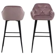 ACT NORDIC Brooke Barstol, med Armst&ouml;d, Ryggst&ouml;d och Fotst&ouml;d - Dammrosa Polyester och Svart Metall