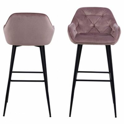 ACT NORDIC Brooke Barstol, med Armstöd, Ryggstöd och Fotstöd - Dammrosa Polyester och Svart Metall