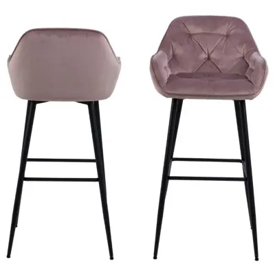 ACT NORDIC Brooke Barstol, med Armstöd, Ryggstöd och Fotstöd - Dammrosa Polyester och Svart Metall