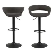 ACT NORDIC Grace barstol - antracitgrå / svart tyg / metall, med trumpetbas