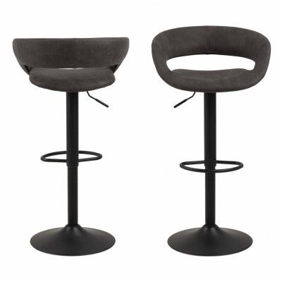 ACT NORDIC Grace barstol - antracitgrå / svart tyg / metall, med trumpetbas