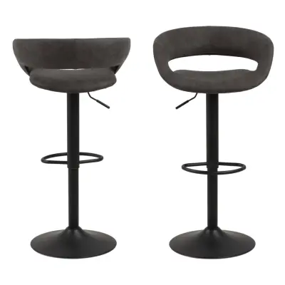 ACT NORDIC Grace barstol - antracitgrå / svart tyg / metall, med trumpetbas