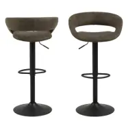 ACT NORDIC Grace barstol - olivgrönt / svart tyg / metall, med trumpetbas