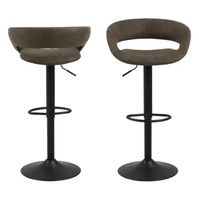 ACT NORDIC Grace barstol - olivgrönt / svart tyg / metall, med trumpetbas