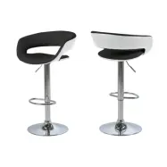 ACT NORDIC Grace barstol - svart / vit läder PU, metallram med trumpetfot