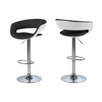 ACT NORDIC Grace barstol - svart / vit läder PU, metallram med trumpetfot