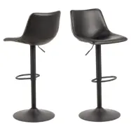 ACT NORDIC I_Oregon barpall, med ryggstöd, fotstöd, vridfunktion - svart vintage PU och svart metall