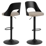 ACT NORDIC Lucy barpall, med ryggst&ouml;d, fotst&ouml;d, vridfunktion - &auml;kta tyg och svart ekfan&eacute;r/metall