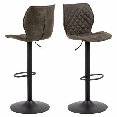 ACT NORDIC Naomi barstol, m ryggstöd, vridfunktion. gaspatron, fotstöd - antracitgrå tyg/svart stål