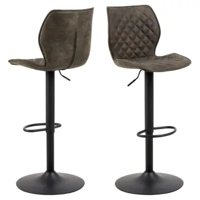 ACT NORDIC Naomi barstol, med ryggstöd, fotstöd och snurrfunktion - antracitgrått tyg och svart stål