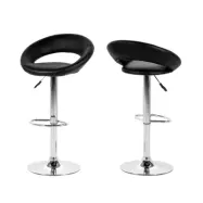 ACT NORDIC Plump barstol - svart konstläder / krom, med gaspatron