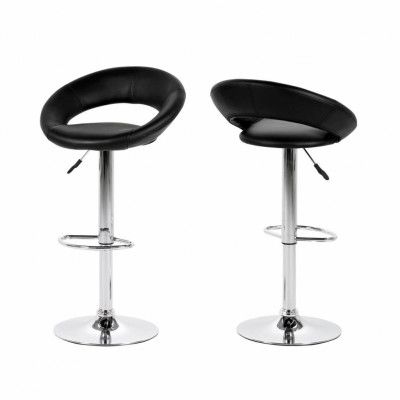 ACT NORDIC Plump barstol - svart konstläder / krom, med gaspatron