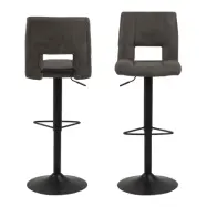 ACT NORDIC Sylvia barstol - antracitgr&aring;tt tyg och svart metall, med trumpetfot