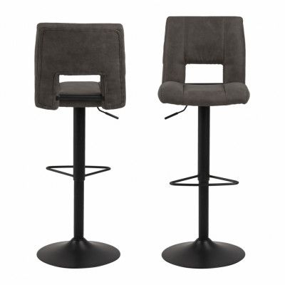 ACT NORDIC Sylvia barstol - antracitgrått tyg och svart metall, med trumpetfot