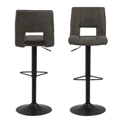 ACT NORDIC Sylvia barstol - antracitgrått tyg och svart metall, med trumpetfot