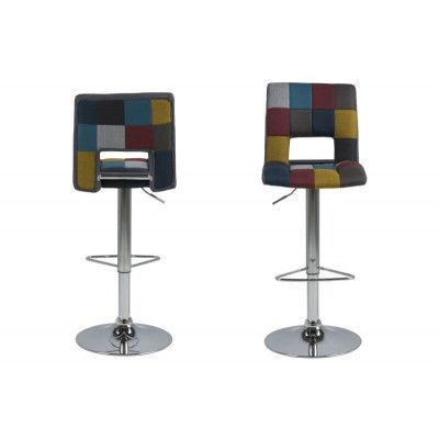 ACT NORDIC Sylvia barstol - flerfärgat tyg, Patchwork, inkl. plastsko