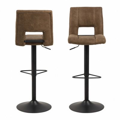 ACT NORDIC Sylvia barstol - ljusbrunt / svart tyg / metall, med trumpetfot