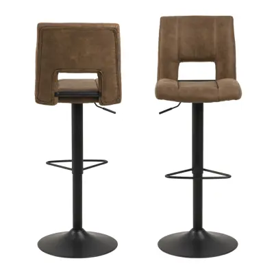 ACT NORDIC Sylvia barstol - ljusbrunt / svart tyg / metall, med trumpetfot