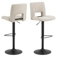 ACT NORDIC Sylvia barstol, m. ryggst&ouml;d, vridfunktion, gaspatron - beige tyg och svart st&aring;l