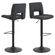 ACT NORDIC Sylvia barstol, m. ryggstöd, vridfunktion, gaspatron - mörkgrått tyg och svart stål