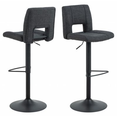 ACT NORDIC Sylvia barstol, m. ryggstöd, vridfunktion, gaspatron - mörkgrått tyg och svart stål