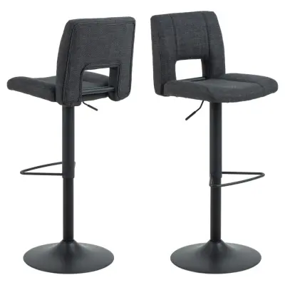 ACT NORDIC Sylvia barstol, m. ryggstöd, vridfunktion, gaspatron - mörkgrått tyg och svart stål