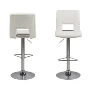 ACT NORDIC Sylvia barstol, med ryggstöd, fotstöd, gaspatron TÜV och trumpetfot - vit PU och krommetall