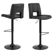 ACT NORDIC Sylvia barstol, med ryggstöd, fotstöd och gaspatron - svart PU och svart stål