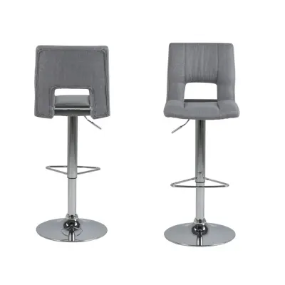 ACT NORDIC Sylvia barstol, med ryggstöd, fotstöd, TÜV gaspatron och trumpetfot - ljusgrå polyester och krommetall