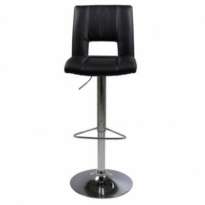 ACT NORDIC Sylvia barstol, med ryggstöd och fotstöd - svarta PU och krom figurer